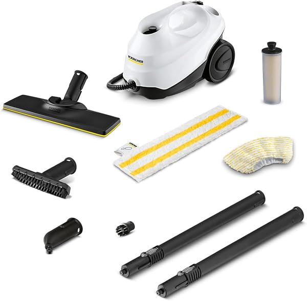 Kärcher SC 3 EasyFix Steam Cleaner, 1900W, 3.5 bar, 1L, 75m², Heats in 30s, Includes Floor Cleaning Kit, Descaling Cartridge, Nozzles, White - 1
