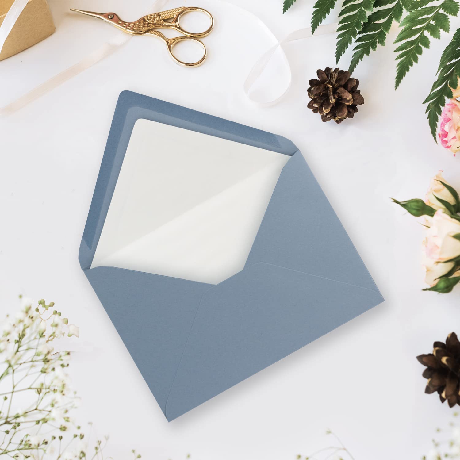 Sobres De Colores Papel Seda Blanco 25 Sobres Elegantes Azul Grisáceo DIN  B6 (12.5x17.6cm) - Con Forro De Seda Blanco Sobres Azules Interiores Sobres  Colores, image size:1500x1500