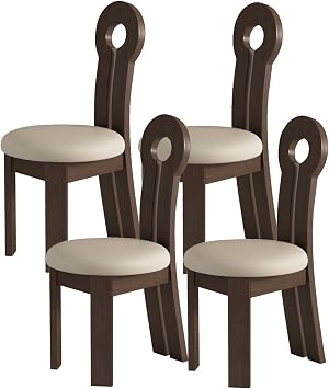 JSWHYBD Modern Upholstered Dining Chair Wooden Dining Chair with Backrest Set of 2/4/6 Pieces Hard Wearable Not Easy to Deform Suitable for Kitchen Living RoomDark Walnut+Light Khaki,4