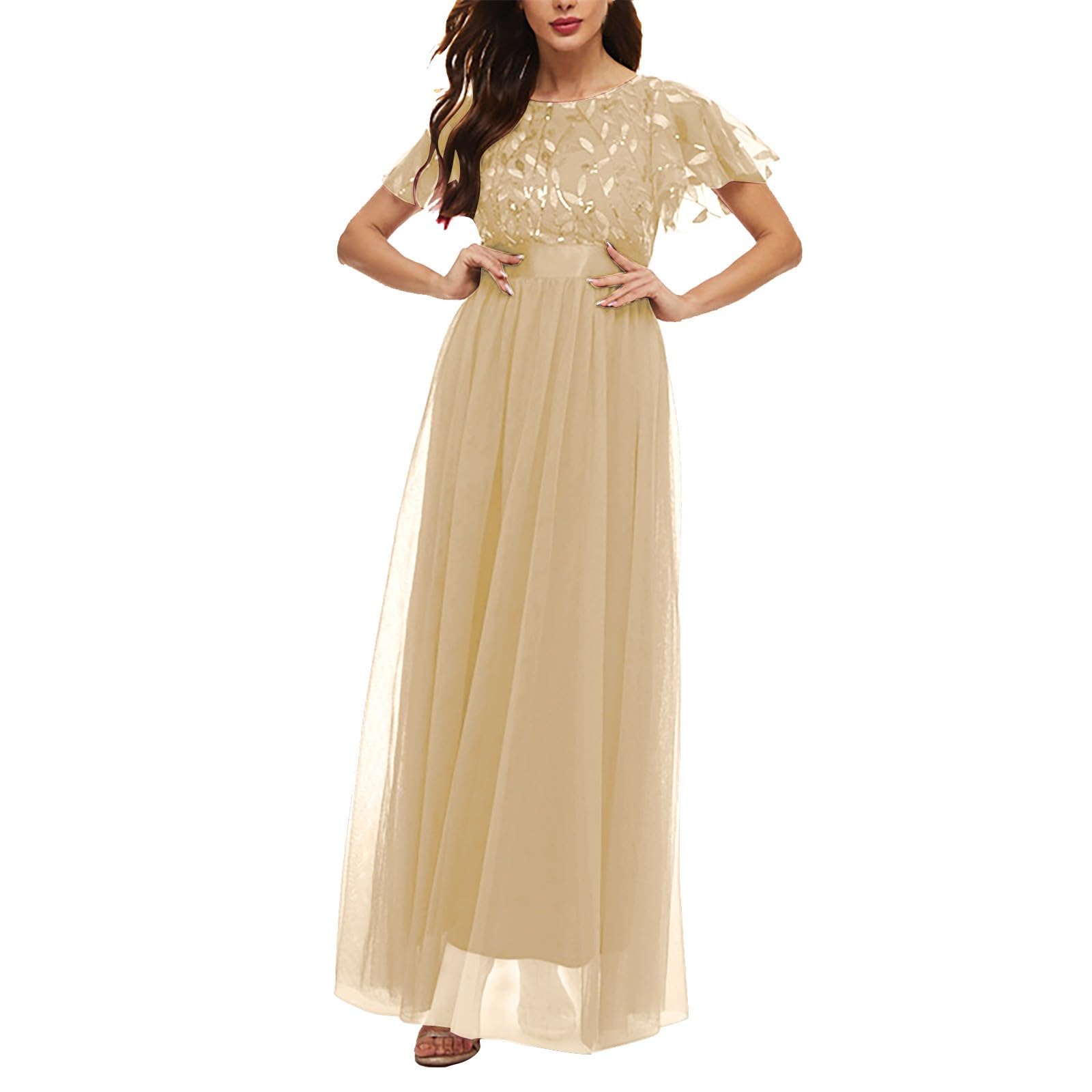 Elegante Kleider Damen Festlich Cocktailkleid Set Kleid Sommer Lässig Große Schaukel Sexy Langer Rock Für Outdoor Indoor Business Club (Farbe: Grau, Chiffon Dünn Kleider Damen Sommer Elegant Hochzeit