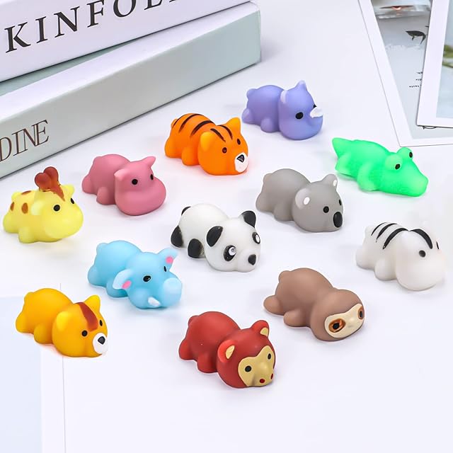 12 PCS Mochi Squishy Toys - Animal Mini Squishy Kawaii Fidget Party Toy Pack for Kids and Adults - Soft Squeezable Relieve Stress Squishy Party Bag Fillers for Girls & Boys