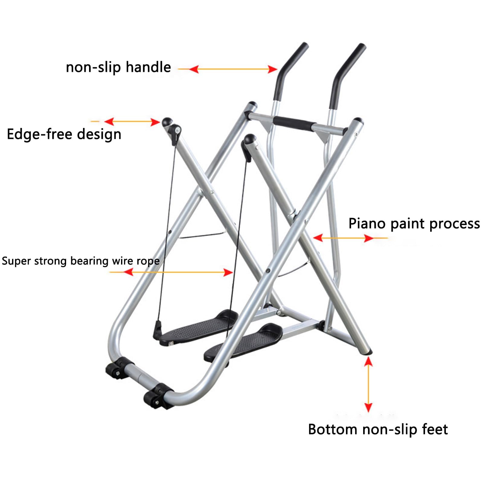 Bicicletta ellittica pieghevole, resistenza magnetica a 5 livelli, max 119,7 kg, allenamento cardio domestico per esercizi a basso impatto