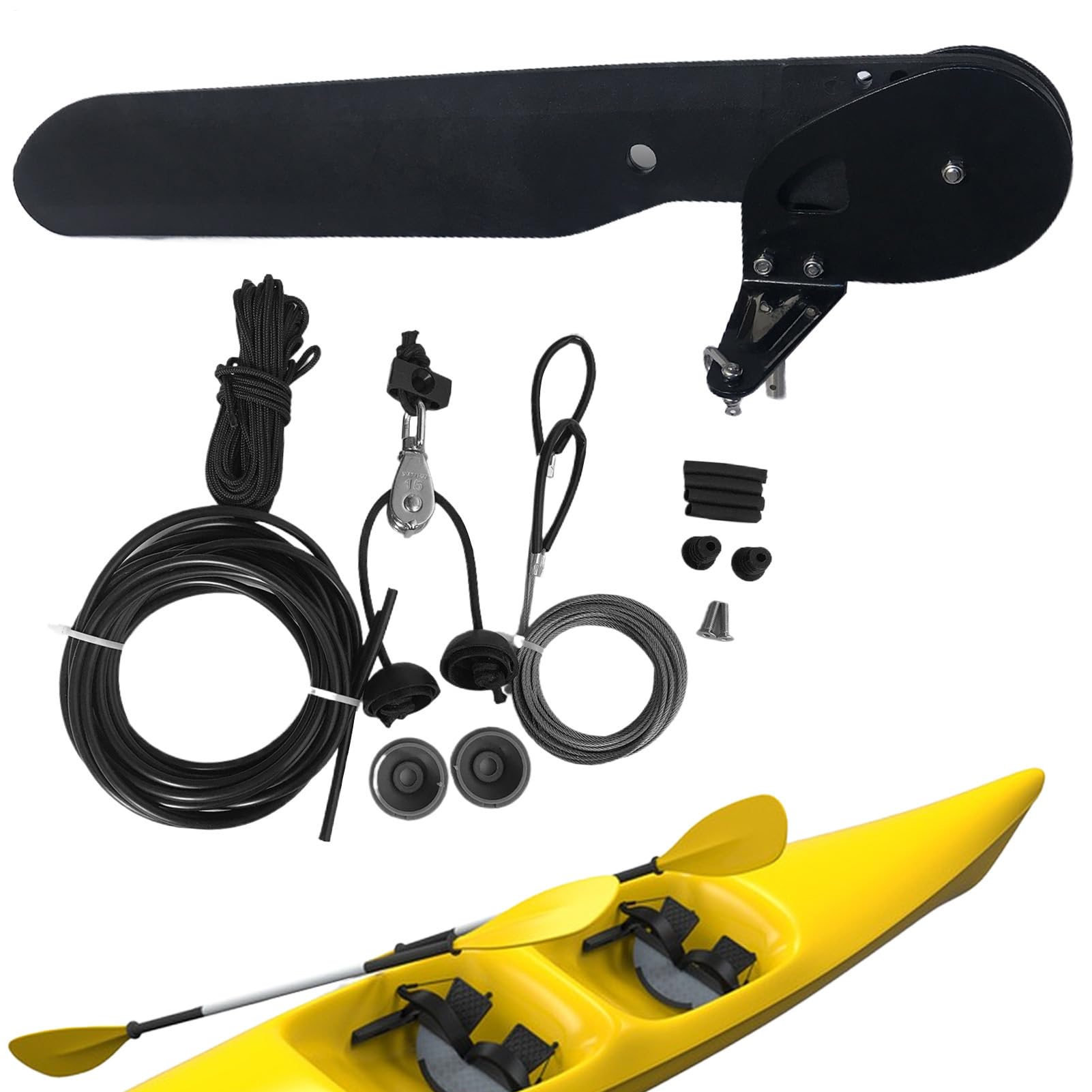 Fischerboot Ruder - Präzisionskajak -Kanulenkungs -Kit | Langlebiger Fischereikajak Ruder | Einstellbare Ruderblatt für Meeresnavigation, Spannungskontrolle und Wasserfahrzeuglenkung geeignet