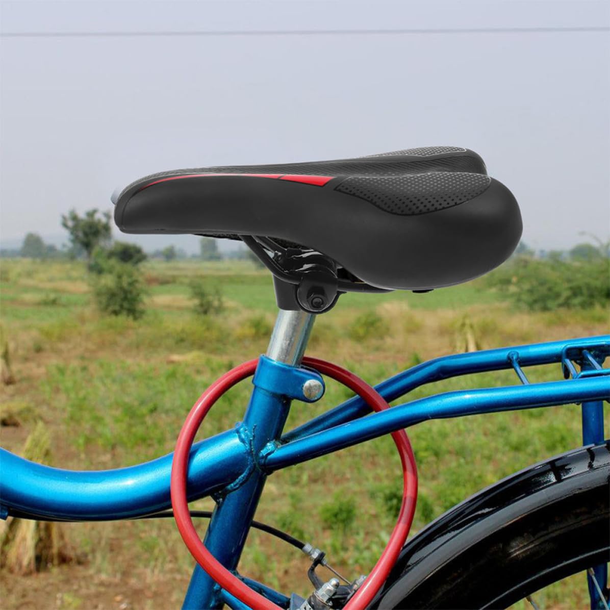 ULTECHNOVO 2 Piezas Sillín de Bicicleta Negro de PU y PP, Cómodo y Ligero