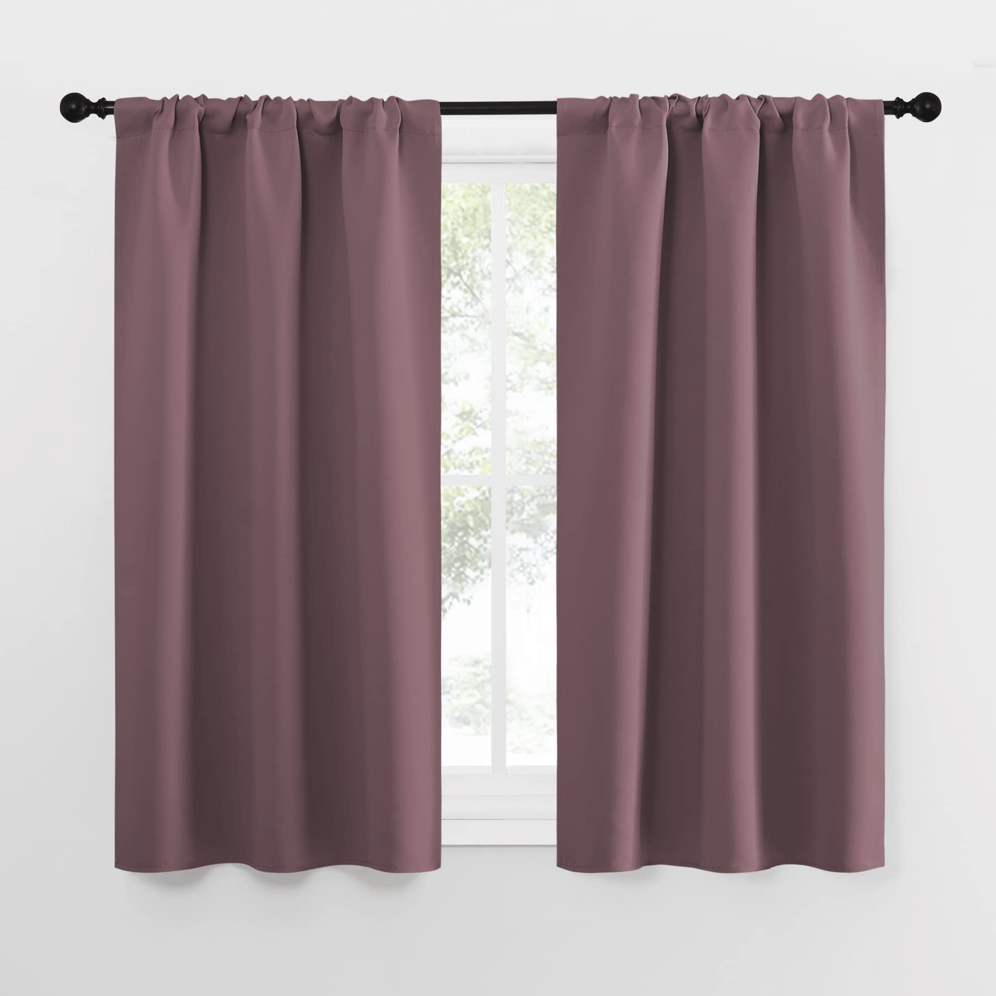 NICETOWN Kitchen Curtains, Short Blackout Curtains & Drapes, Home Decoration Privacy Thermal Insulated Curtains for Unicorn Theam Room (Dry Rose, 34" Wide, 54" Long, 2 PCs)