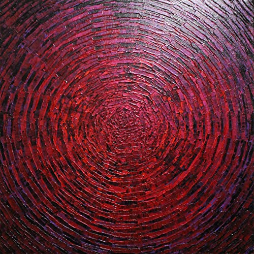 Peinture sur toile rouge et violet irisé pour sublimer votre chambre à coucher moderne