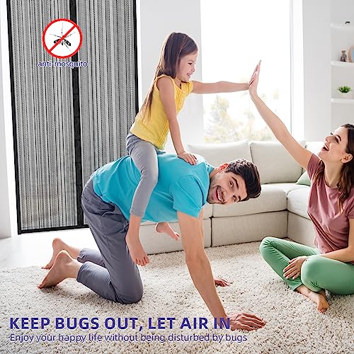 Image of Magnetic Screen Door, Self Sealing Screen Door, Heavy Duty Door Screen Magnetic Closure Keep Bugs Out, Retractable Screen Door Mesh - Pet and Kid Friendly, Hands Free Door Screen 35 inch x 82 inch