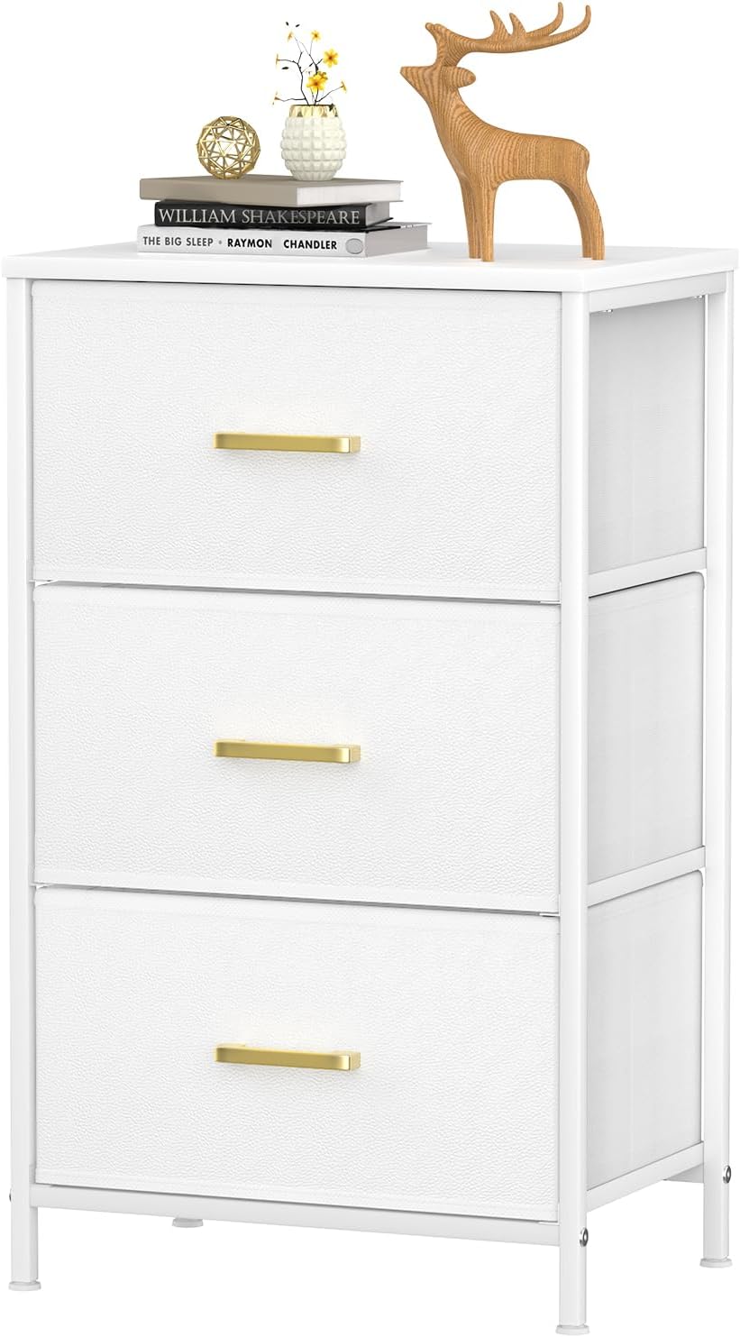 HEXCELEN Nachttisch Weiß Mit 2 Schubladen - Moderner Beistelltisch 30x40x62cm