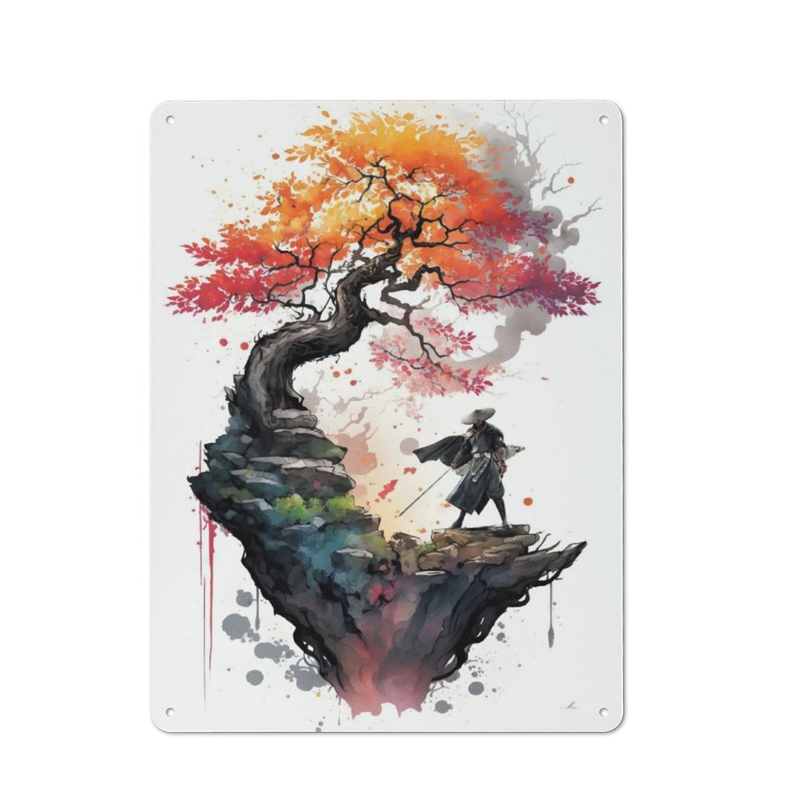 Junmoney Cherry Blossom 19 Tin Wall Plaque 40X30cm With For Living Room Wall, Gift For Feature Wall Decorators During The Christmas Season
