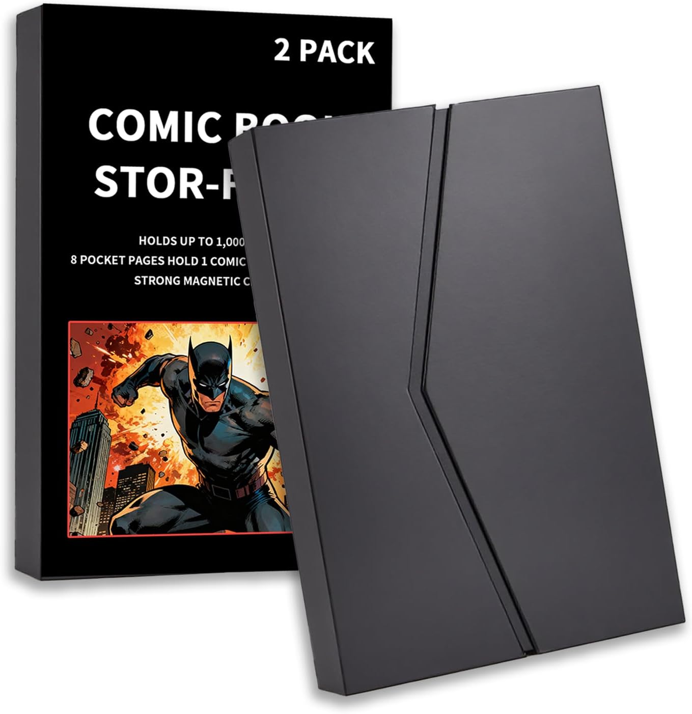 2-Pack Comic Book Stor-Folio - Portable Comic Books Storage Box with Strong Magnetic Closure,Exquisite Comics Book Case for Current,Silver Age,Regular Comics Books
