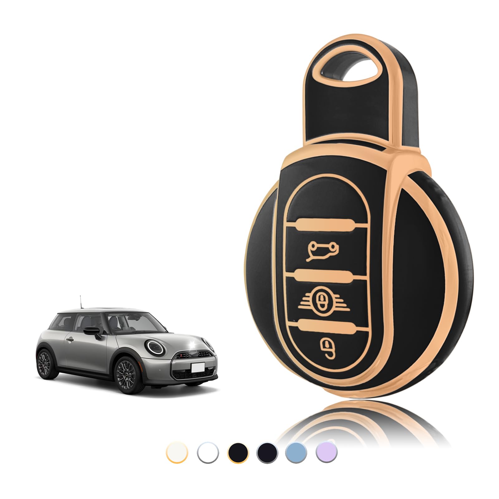 Cover Chiave TPU Per BMW Mini Cooper - Custodia Protettiva Con Design Oro/Argento - Compatibile Con Modelli F54, F55, F56, F57, F60, R55, R56, R57