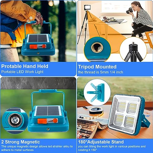 Image of Rechargeable LED Construction Spotlight,Portable LED Spotlight 4 Modes LED Floodlight 12000mAh USB Charging Foldable Work Light for Construction Site,Camping