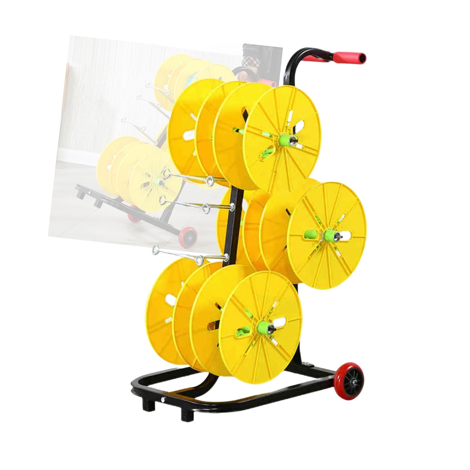 WDSOPK Wire Spool Rack,Cable Roll Holder for Industrial Workplace,Multiple Axle Cable Caddy Wire Spool Holder,for Ribbon Filament Storage (6 Rods Wire)