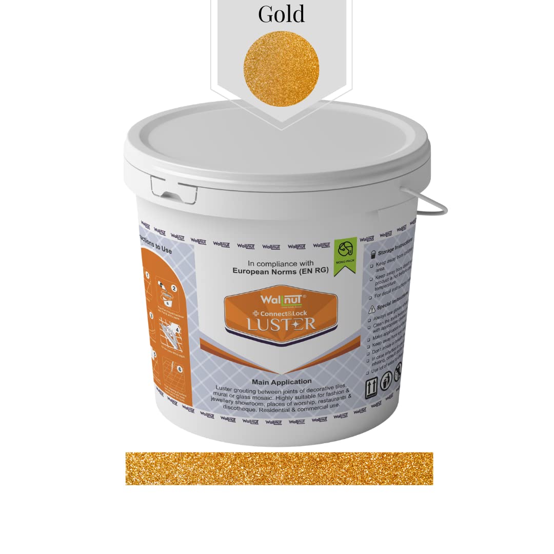 Wallnut 2 Component Epoxy Luster Grout | High Performance Epoxy Grout with Connect and Lock Advance Technology | Super Shiny, Long- Lasting | Premixed Glitter for Uniform Finish - 1kg (Gold) (B0B7M6LDVM) Amazon Price History, Amazon Price Tracker