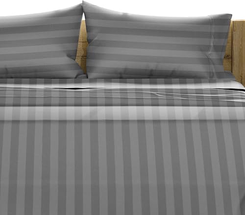 TEXAS LINEN CO. Juego de sábanas tamaño King de 100% algodón egipcio - Juego de sábanas de lujo de 1500 hilos de algodón egipcio damascado tamaño