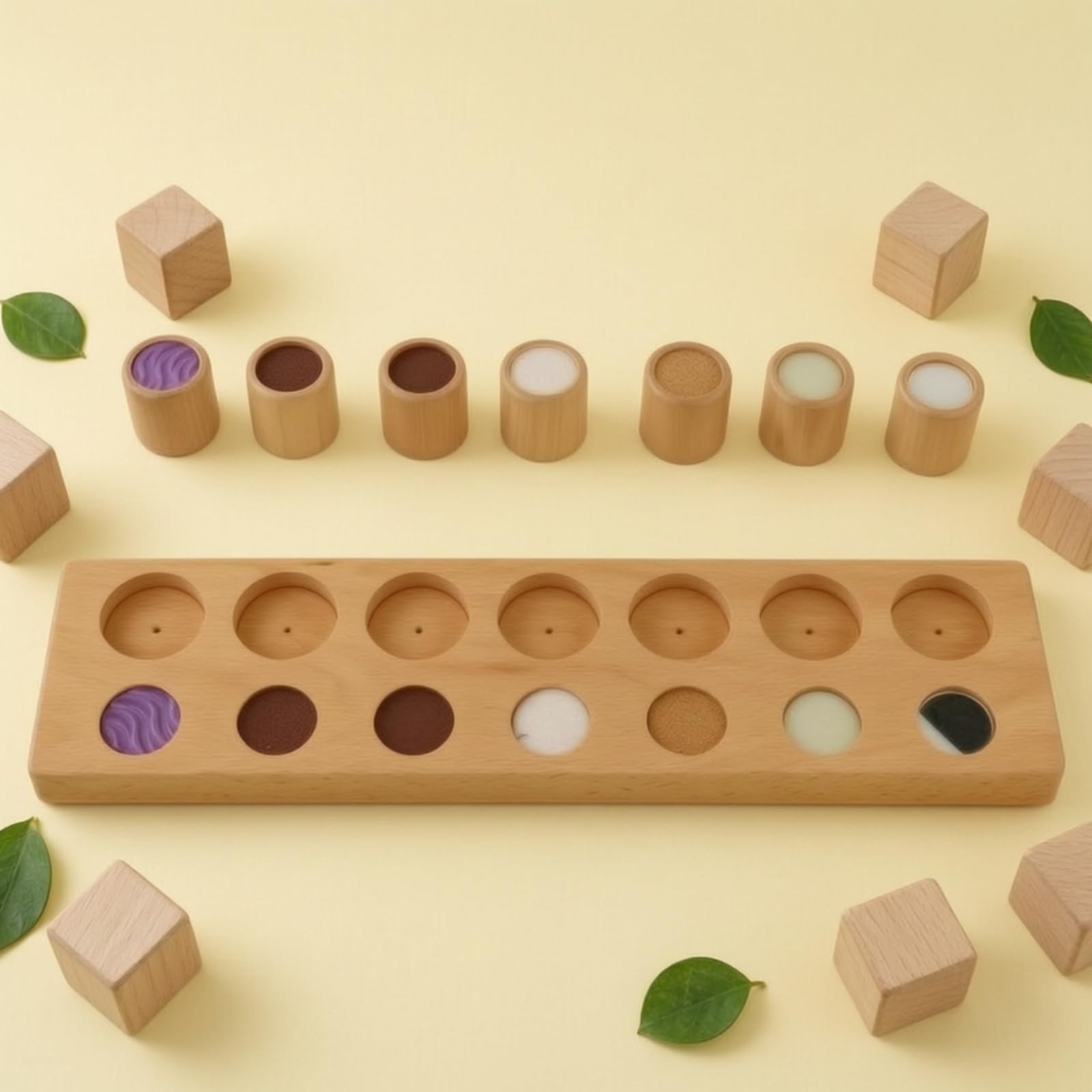 Sharplace Tablero Sensorial Infantil Didáctico Educativo Interactivo de Madera con Botones Texturizados para Integración Sensorial Motricidad Fina Asociación y
