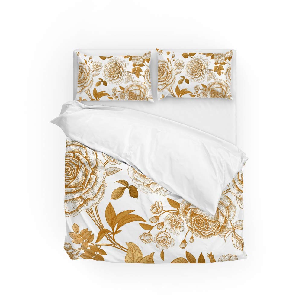 Parure de lit 3 pièces haut de gamme rose dorée, housse de couette lit jumeau en tissu polyester