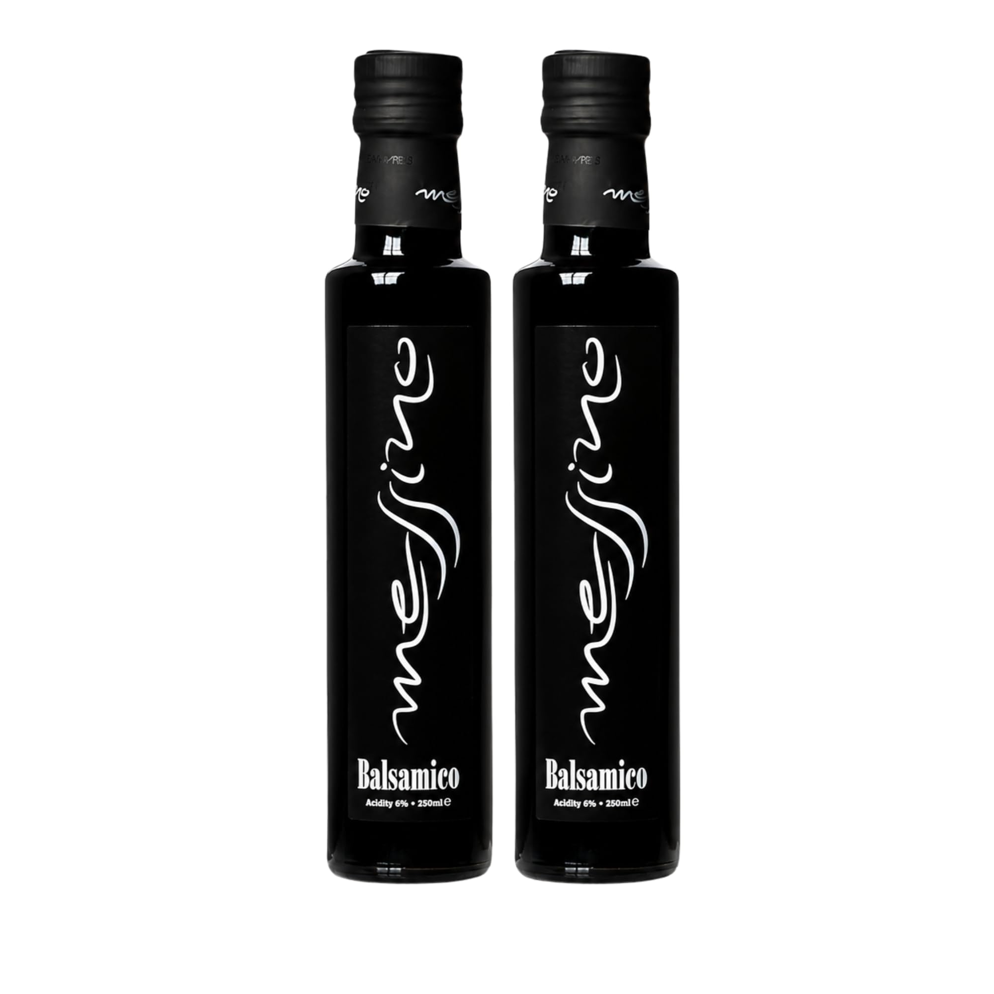 Messino Greek Balsamic Vinegar from Kalamata – 2 x 250ml Glass Bottles (Total 500ml) – Deeply Aromatic, Sweet & Sour – No Added Sugar – Vegan – ISO 22000 Certified