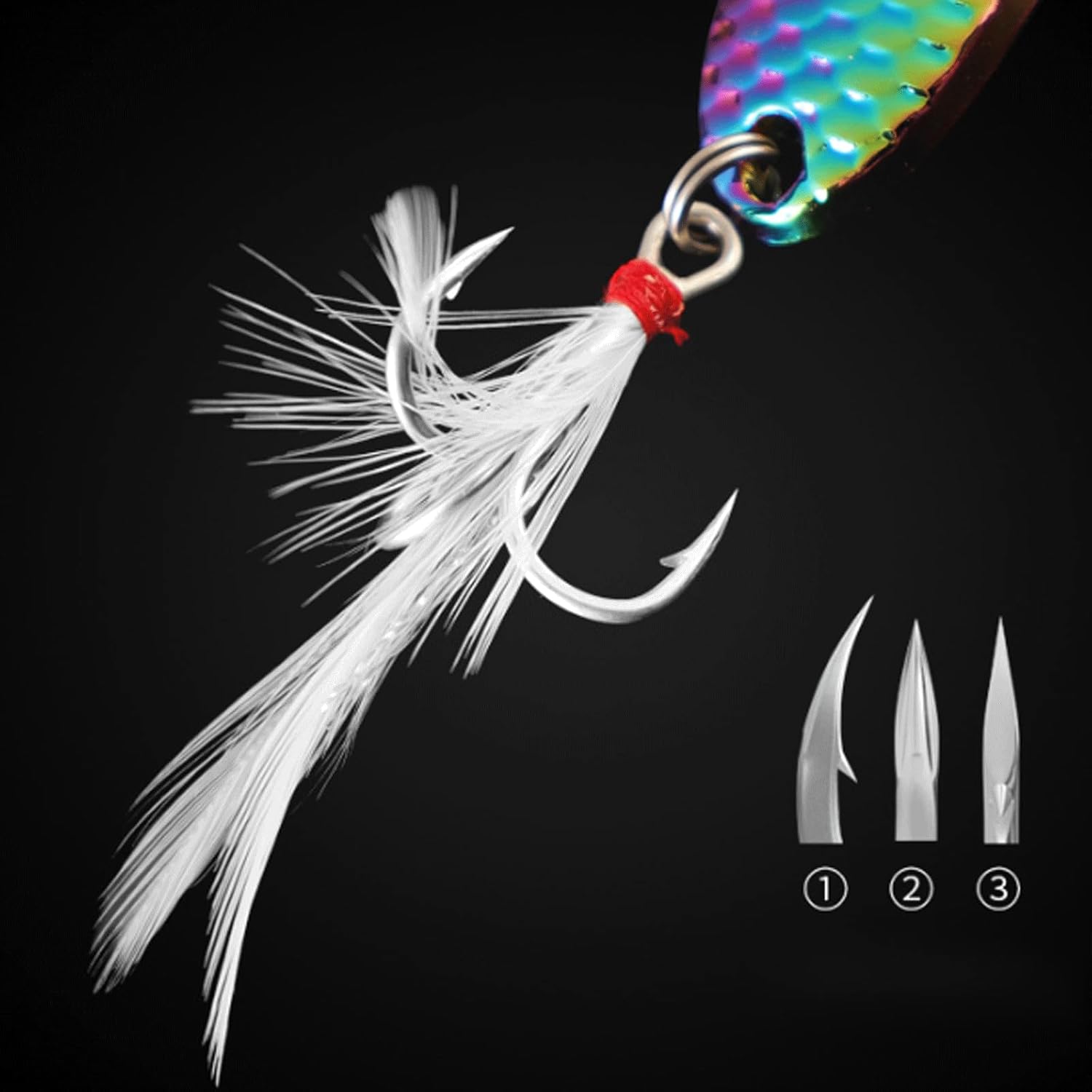 5 Pcs Metal 15g Colorful Fishing Bait Wobbler Spinnerbait Spoon Artificial Bass Hard Sequin Paillette Metal Steel Hook Bait