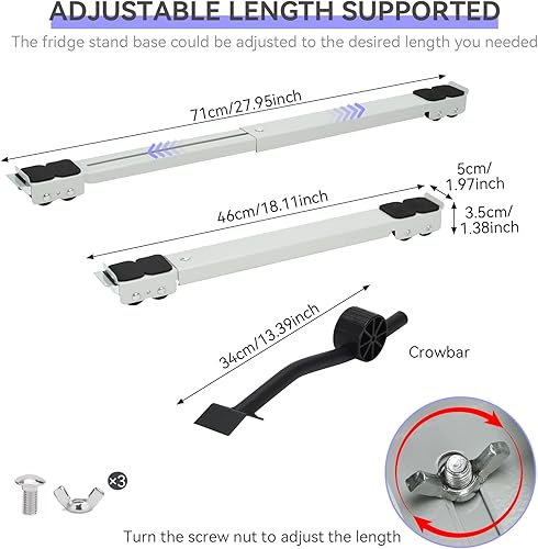 Miniatura 3 de Trasladador extensible de electrodomésticos, plataforma para lavadora con frenos, base rodante para nevera, lavadora y secadora, servicio pesado,