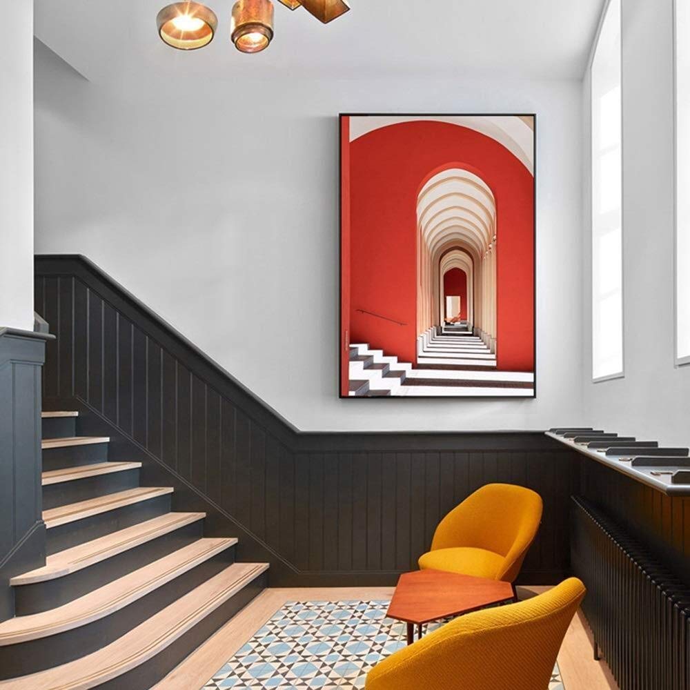 Amazon.co.jp: Zxyan 壁画 壁掛け 黒額縁北欧近代回廊抽象アールデコは