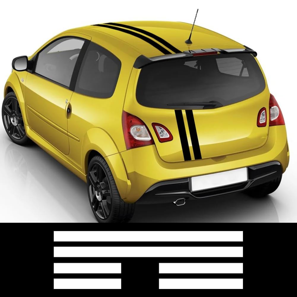 Racing Stripe Style Car Kit Autocollants, pour Renault Twingo 2 3 Vinyle Film Capot Capot Toit Arrière Queue Decor Décalcomanies Auto Tuning Accessoires