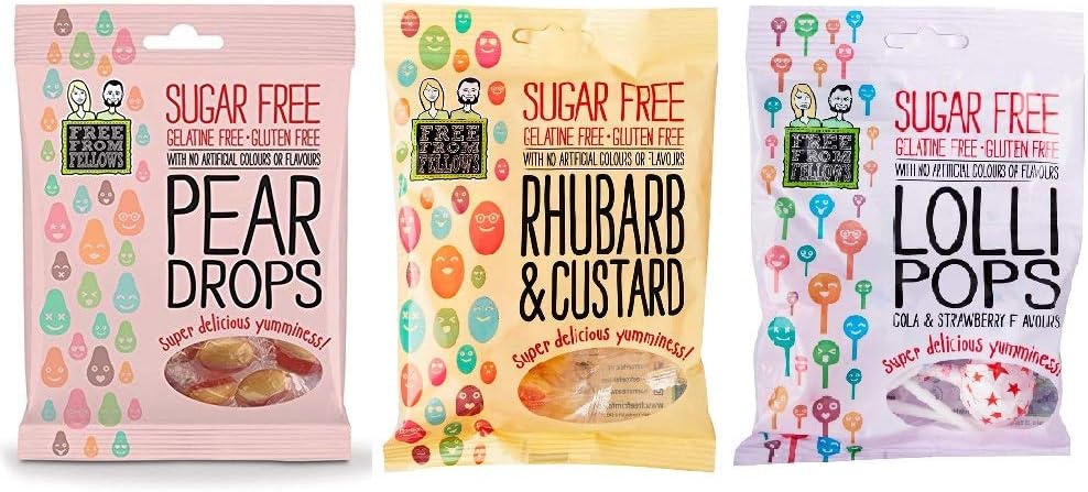 Free from Fellows Boiled Sweets Mixed Case 3 x 100g Bags | Vegan, Sugar Free, No Gluten