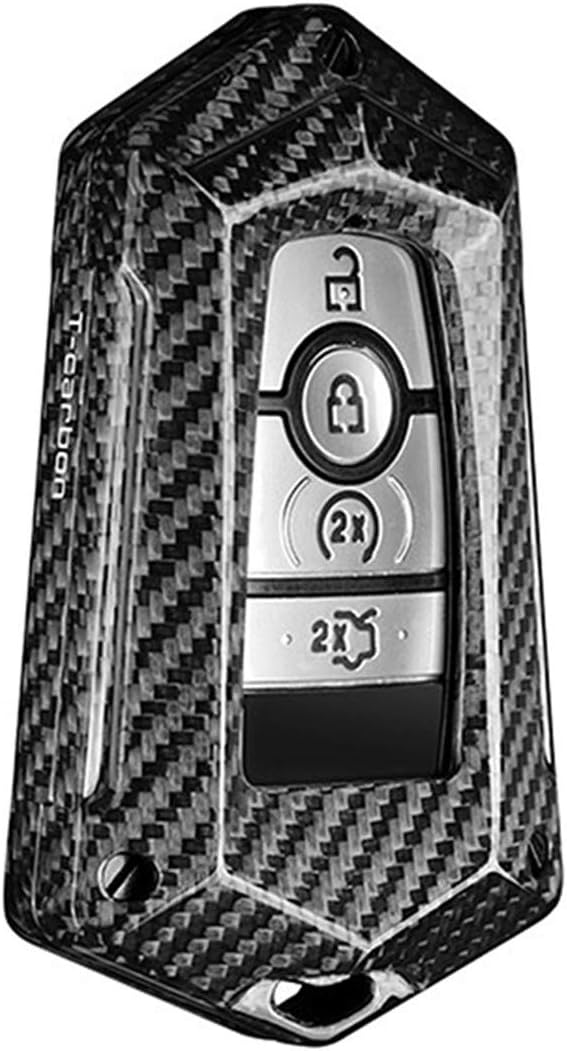 Car Key Fob Cover Case For Ford Bronco Ecosport Edge Escape Expedition Explorer F150 F250 F350 F450 F550 Fusion Maverick Mondeo Mustang Ranger Carbon Fiber Heavy Duty Key Shell - Silver Black