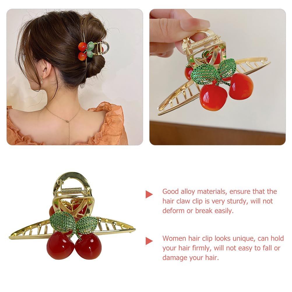 Mipcase Cherry Hair Claw Clip Large Jaw Clip for Women and Girls Thick Fine Hair Styling Barrette for Parties Weddings Everyday Use