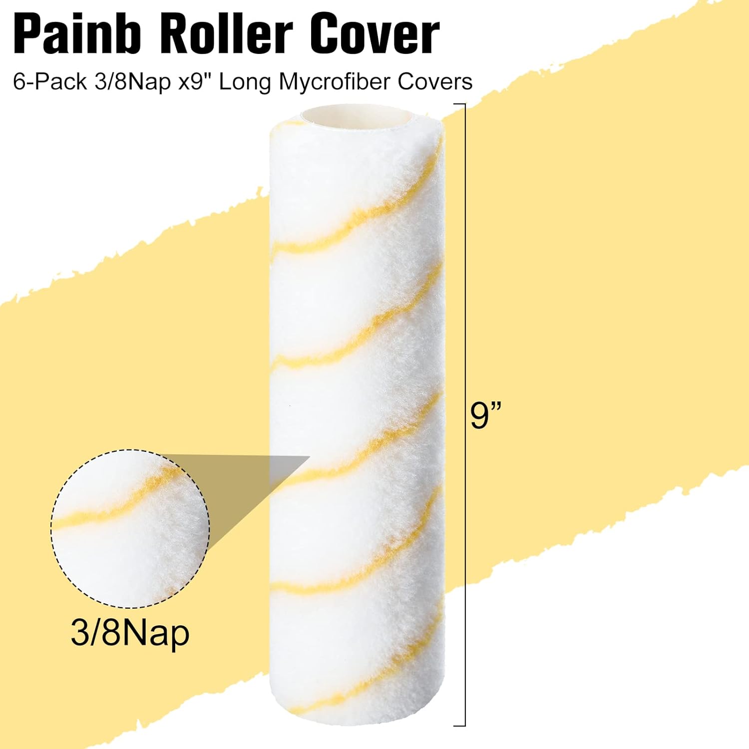 100 Pieces Paint Roller Covers 1/2 x 9 Inch Microfiber Paint Roller Covers Naps for Paint Roller Paint Brush Cover Naps House Painting Supplies