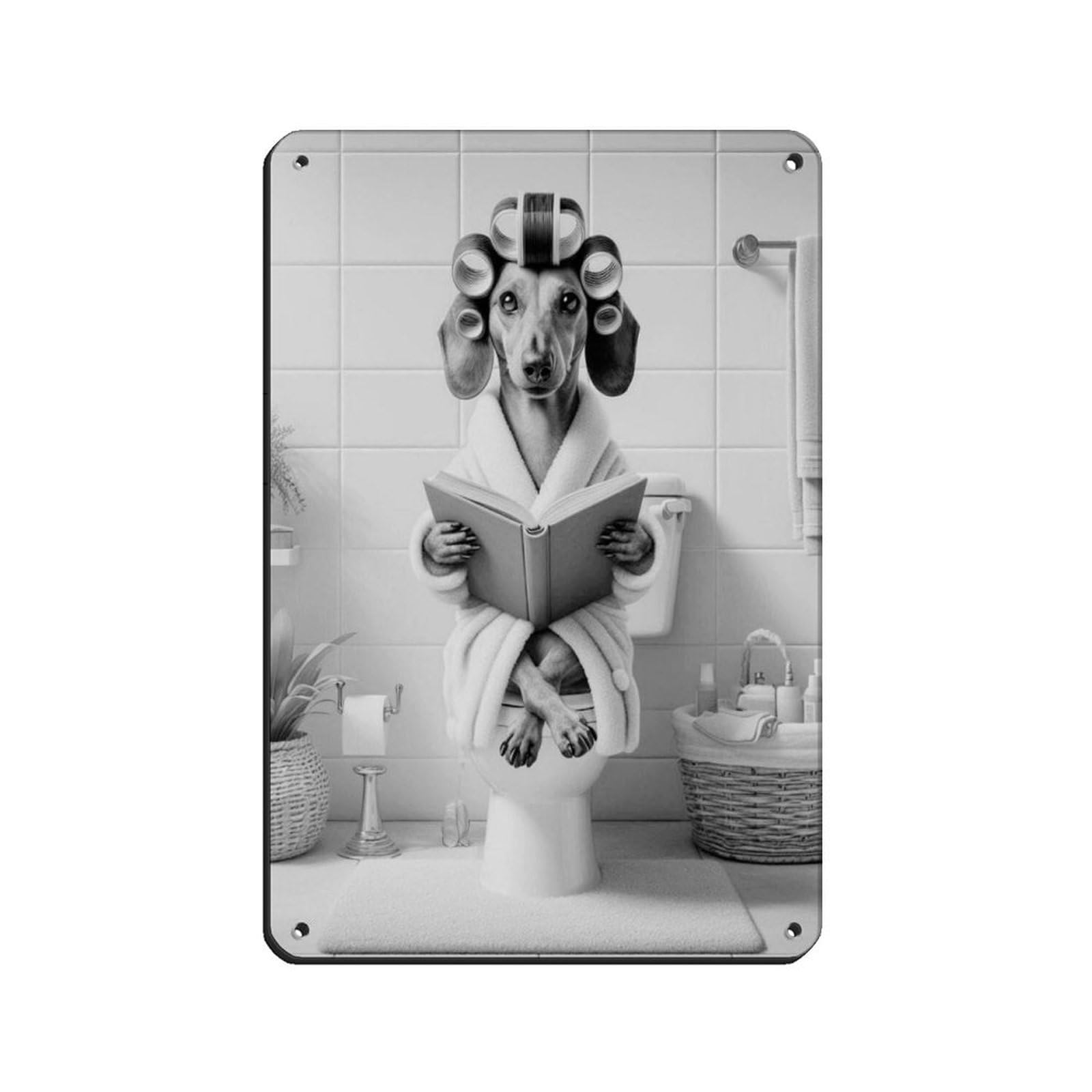 Dachshund Dog Bathroom Art (5) Tin Sign Vintage Metal Pub Club Cafe Bar Home Wall Art Decoration Poster Retro 8x12inch(20x30cm)