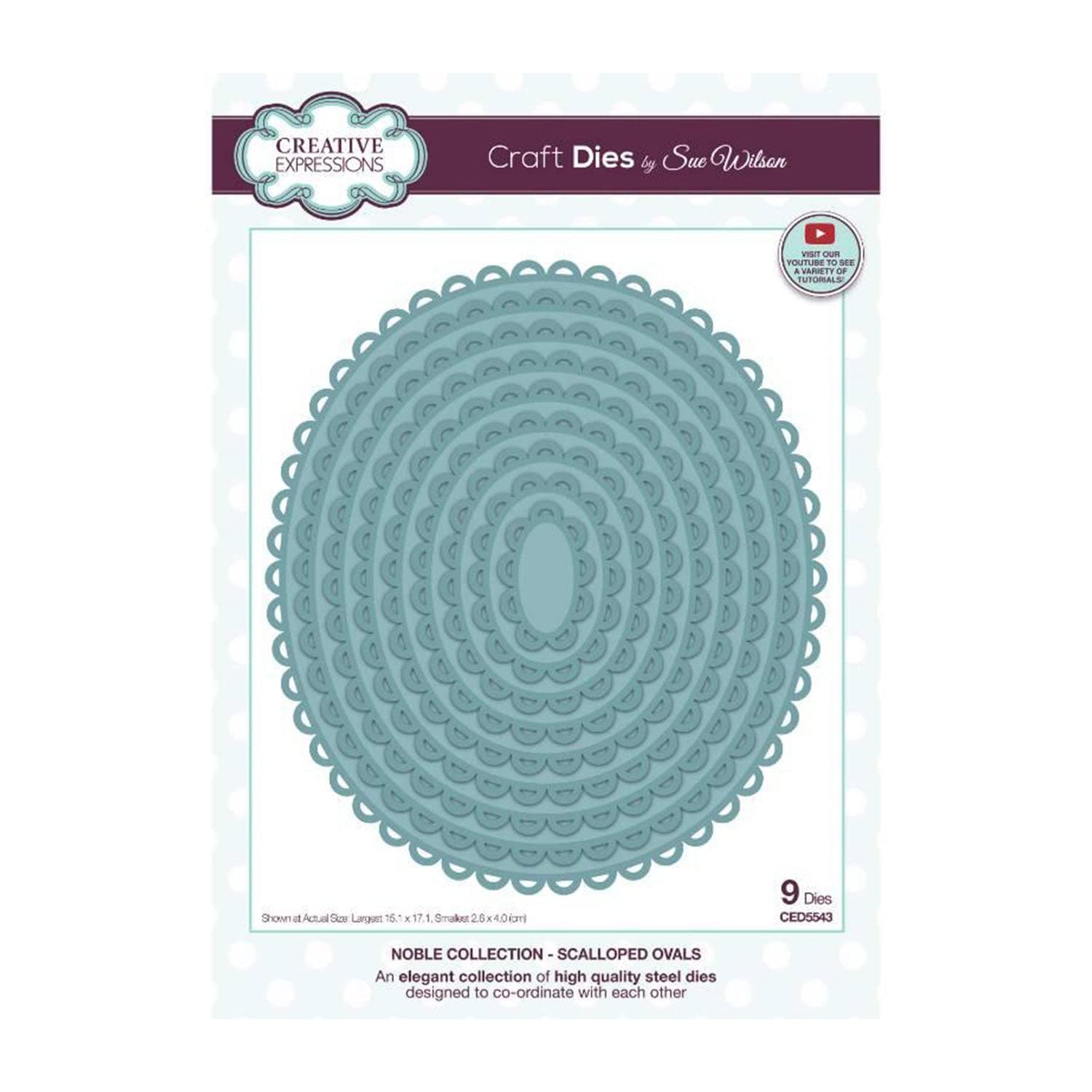 Creative ExpressionsSue Wilson-Noble Collection-Scalloped Ovals-Craft, Metal, Largest die 15.1 x 17.1 cm