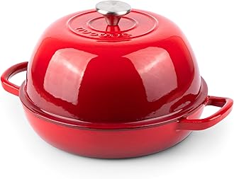 Enamelled Cast Iron Dutch Oven Pot – Dutch Oven For Sourdough Bread Baking – Cast Iron Bread Pot – Red, 6 Quarts, 26cm – by Nuovva
