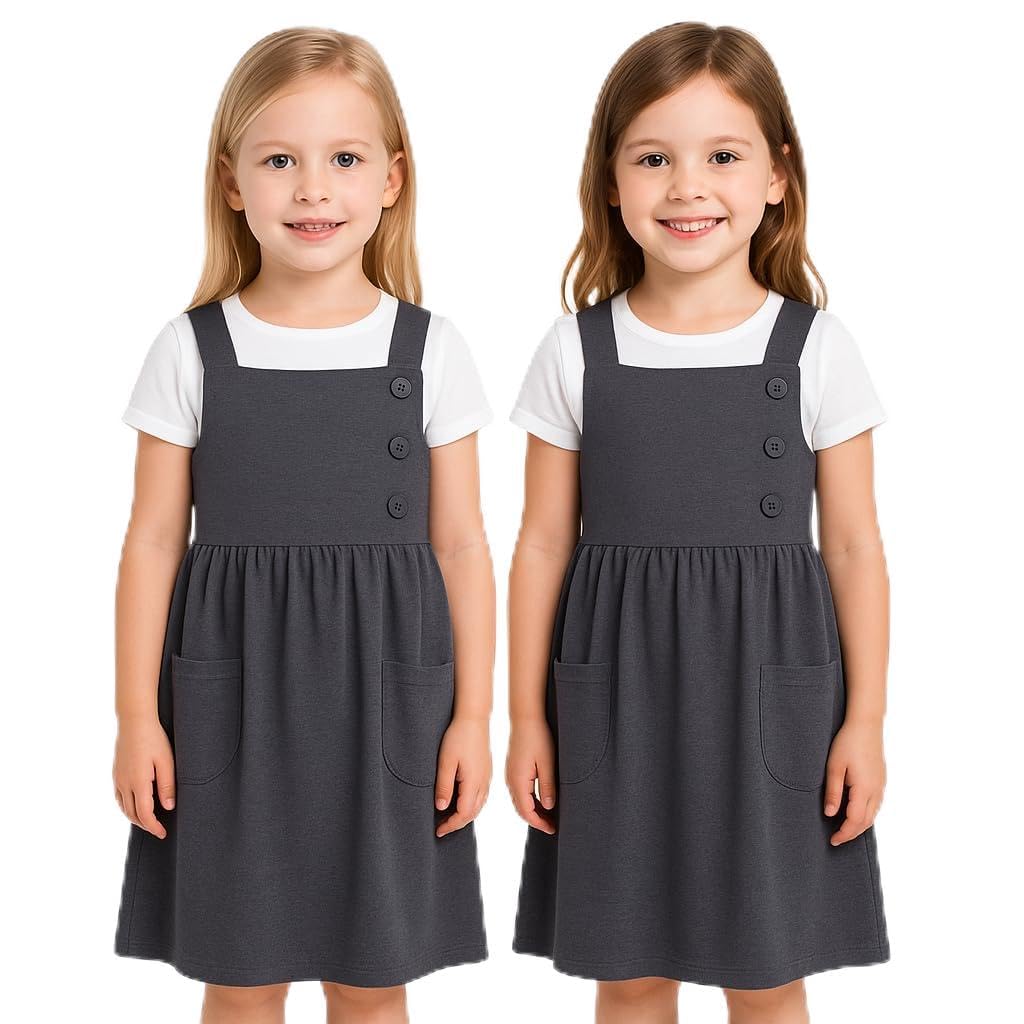 A2z 4 Kids Girls Grey Pack Of 2 School Uniform - Uf Dress 864 2 Pack 11-12