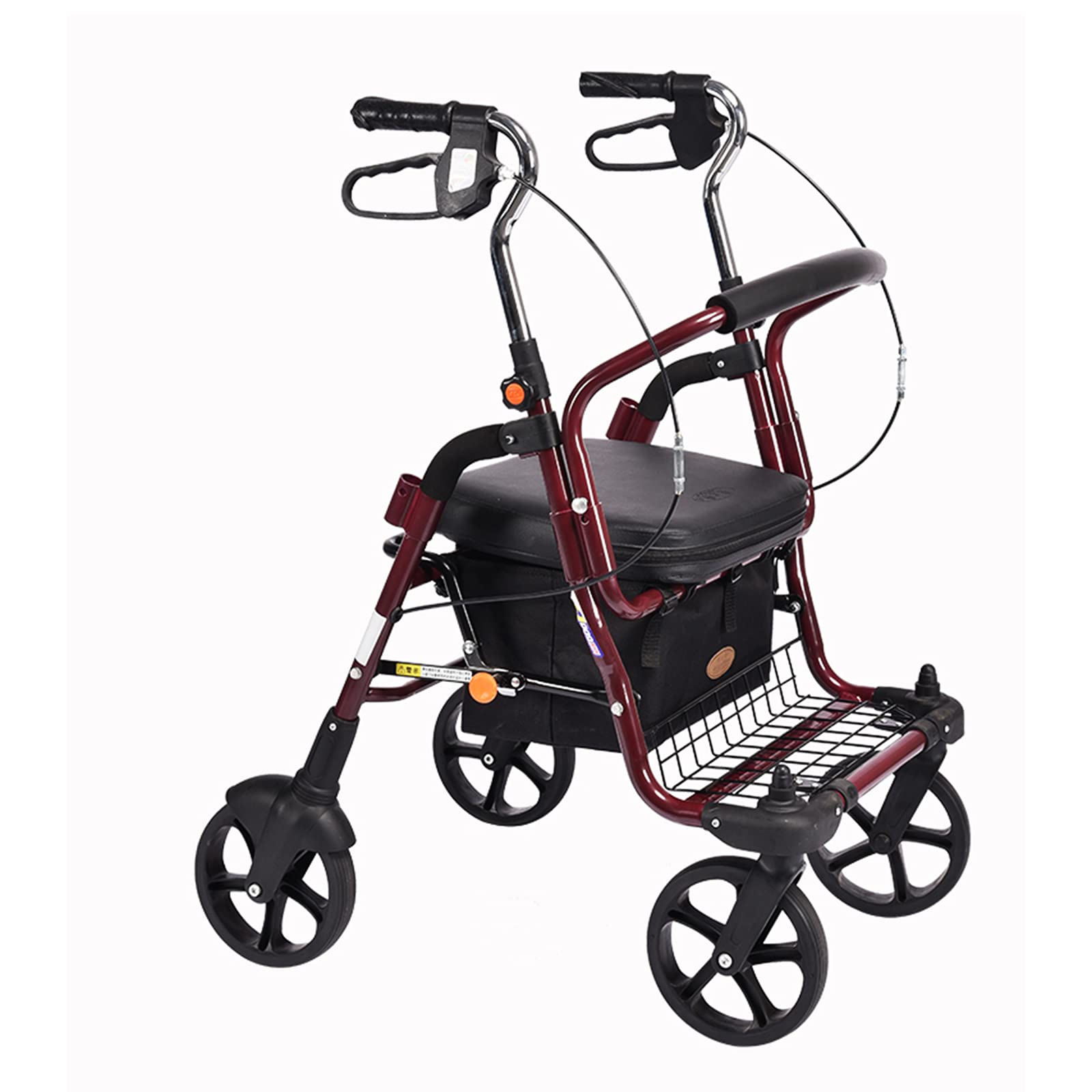 Andadores Rollator Plegables, Andador portátil plegable de aluminio con asiento y cesta de compra de 4 ruedas for personas mayores, capacidad de 100 kg