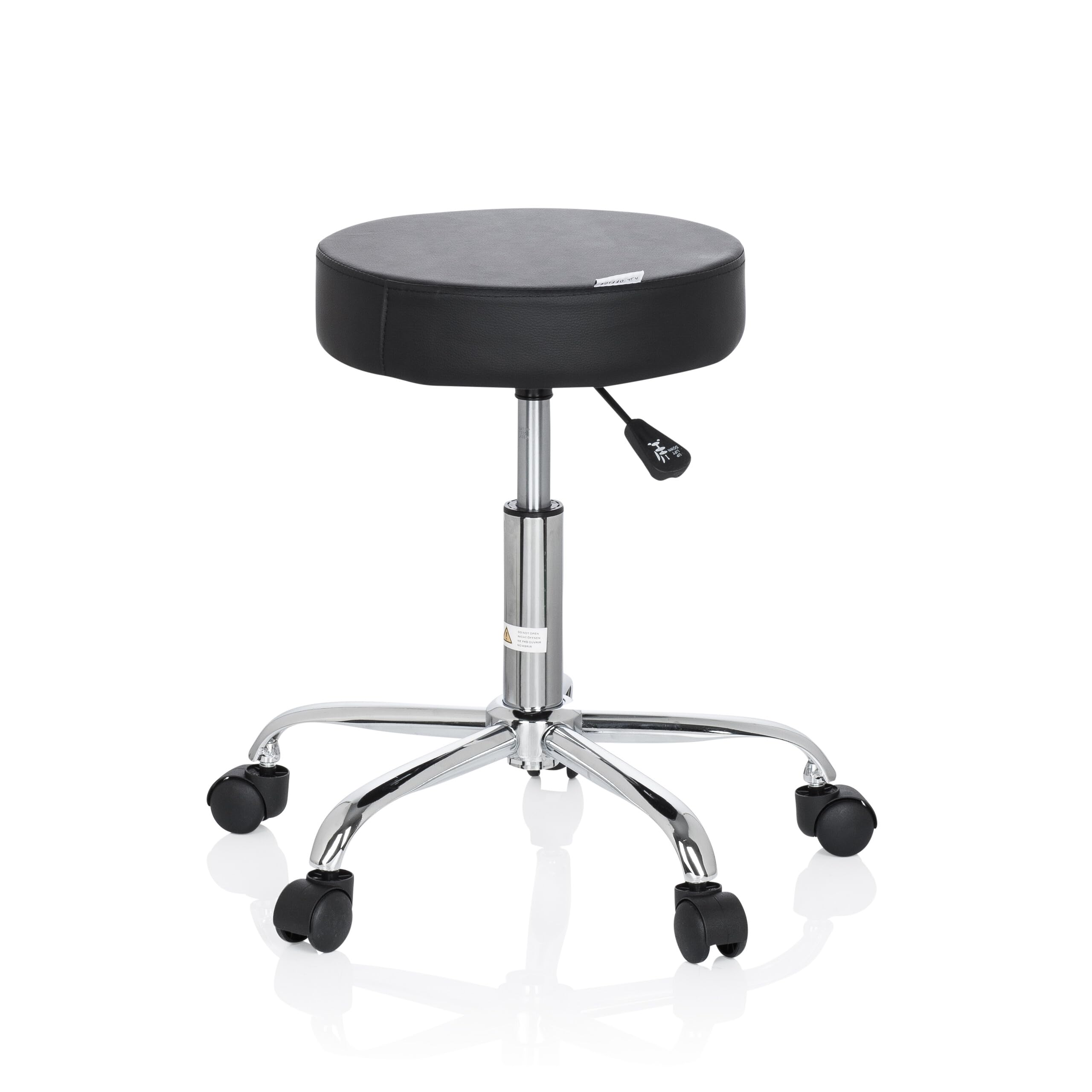 hjh OFFICE 729410 Bürohocker Operator II Kunstleder Schwarz Hocker höhenverstellbar mit Rollen