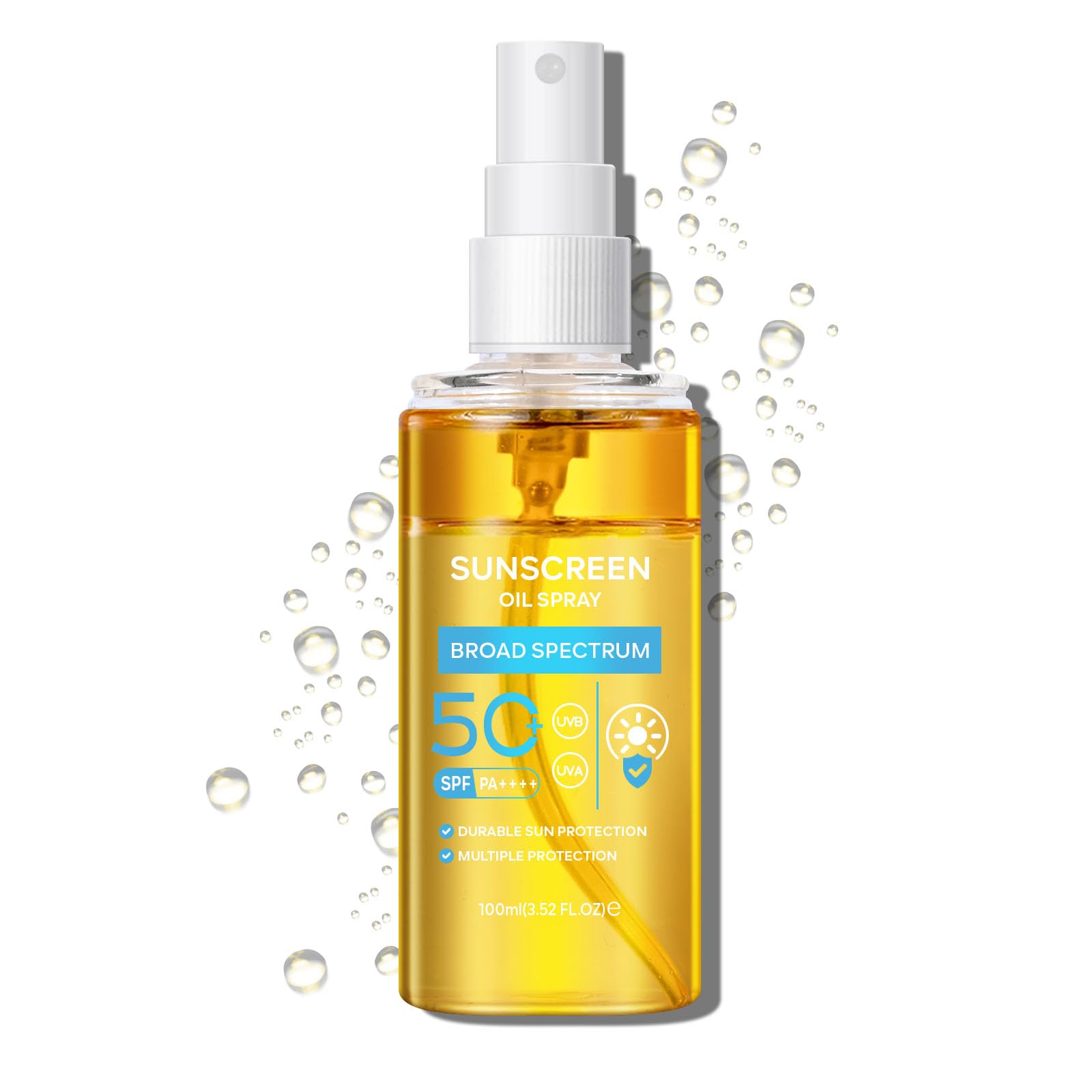 SPF Oil Sunscreen Spray,SPF Glow Sunscreen Oil Mist,Broad Spectrum SPF 50 PA++++,Hydration Body Skin Sun UVA/UVB Protection 100ML