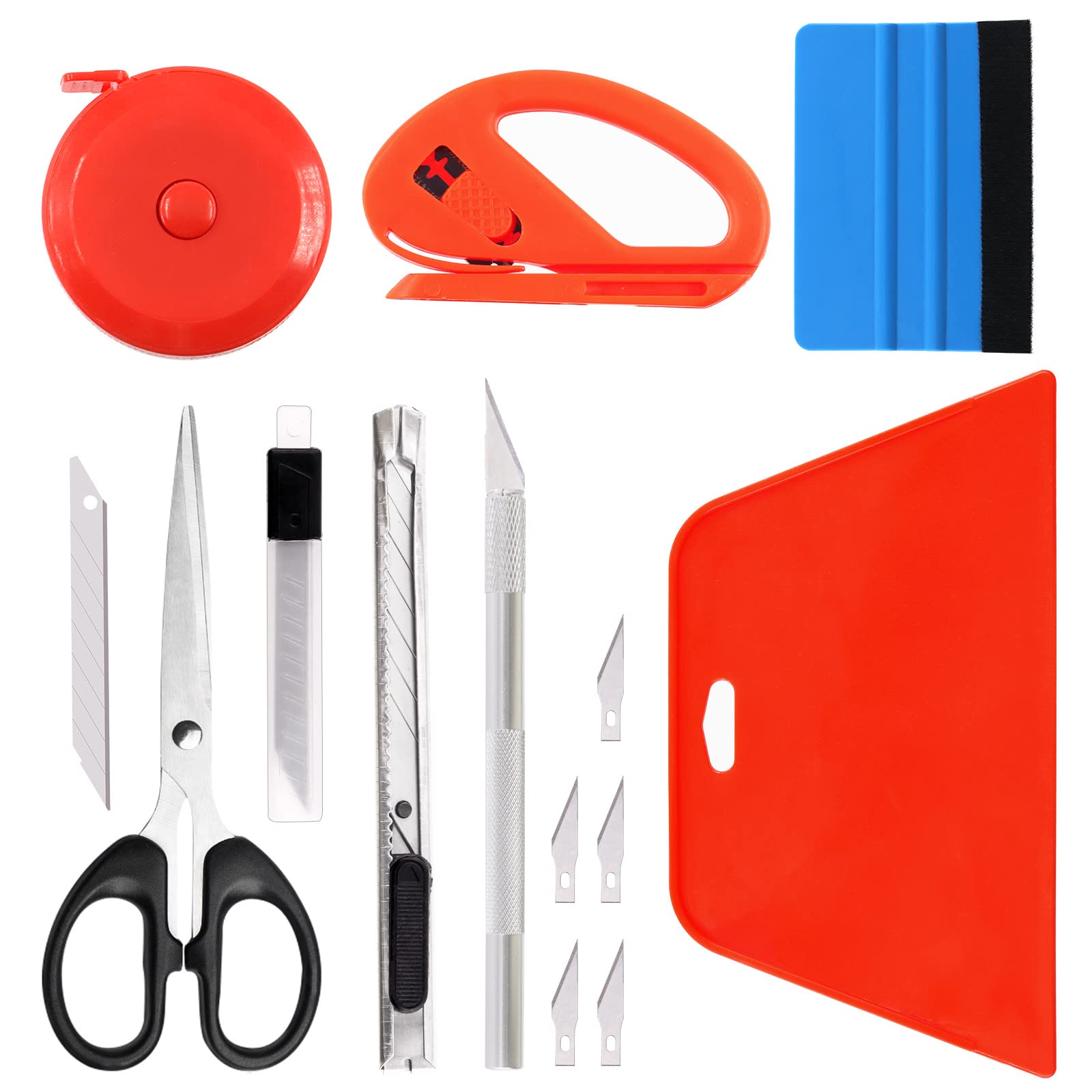 Keadic 23Pcs Wallpaper Smoothing Tool Kit Car Window Tint Tools Contains Measure Tape Carving Knife Artistic Knife Scissors Felt Squeegees Car Vinyl Set for Wallpaper Peeling Auto Film Wrapping