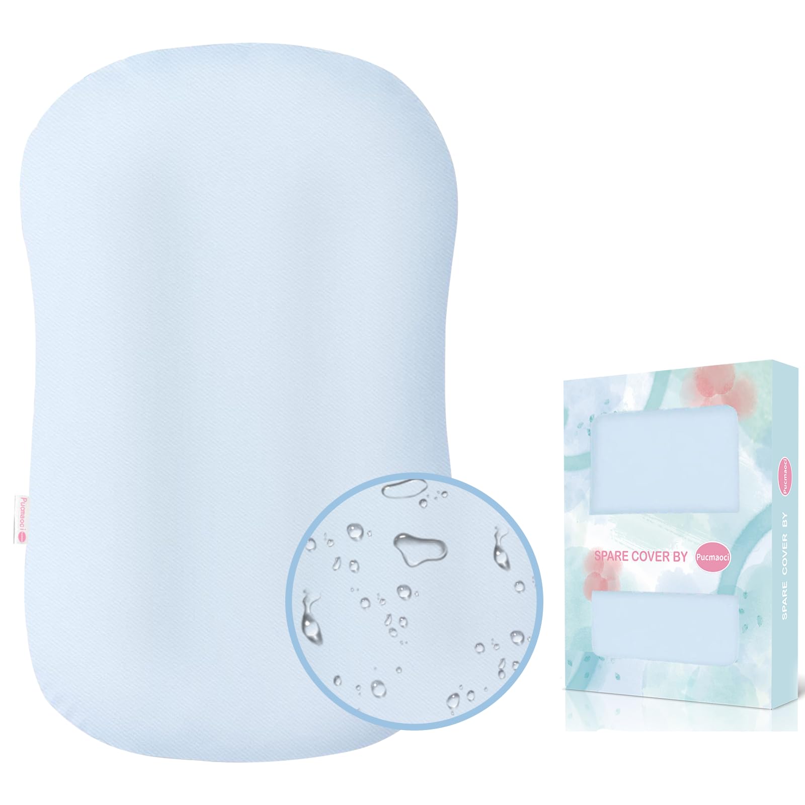 Fundas impermeables orgánicas para tumbonas de bebé Pucmaoci, 100% algodón orgánico, funda extraíble con forro impermeable, lavable a máquina y secable, solo funda azul