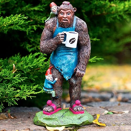 Bigfoot 28 x 13 cm – trädgårdstomtar utomhus – Bigfoot staty – roliga trädgårdstomtar – Sasquatch-staty – tomtar dekoration för hem – trädgårdsskulpturer och statyer – tomtar dekorationer för gård