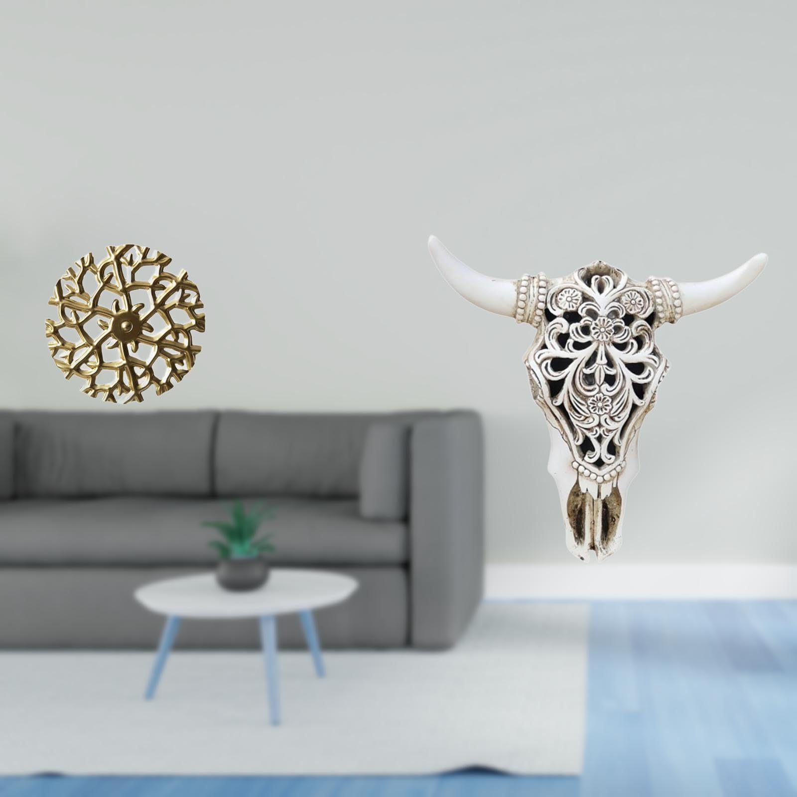 Enakshi® Rustic Scenic Metal Wall Art Sculpture with Tribal Bull Head Wrought Iron Plaque 3D Hanging Pendants for Office Living Room Farmhouse Bedroom Decor|Home & Garden | Home Decor | Figurines-image-33