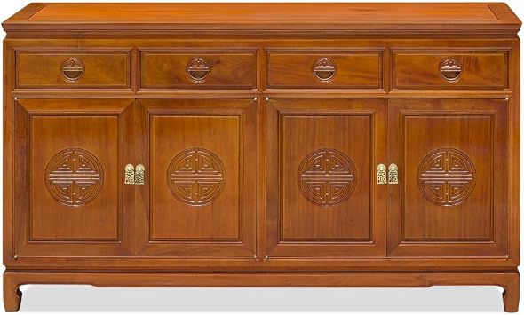 Natural Finish Rosewood Chinese Longevity Sideboard