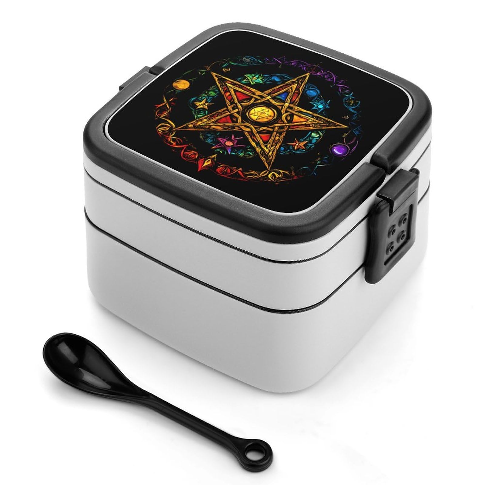 CGSBNGHA Wiccan Pentagram Witchcraft Magic Pagan Star Bento Lunch Box 2 Layer Lunchbox Food Container for Adults Office