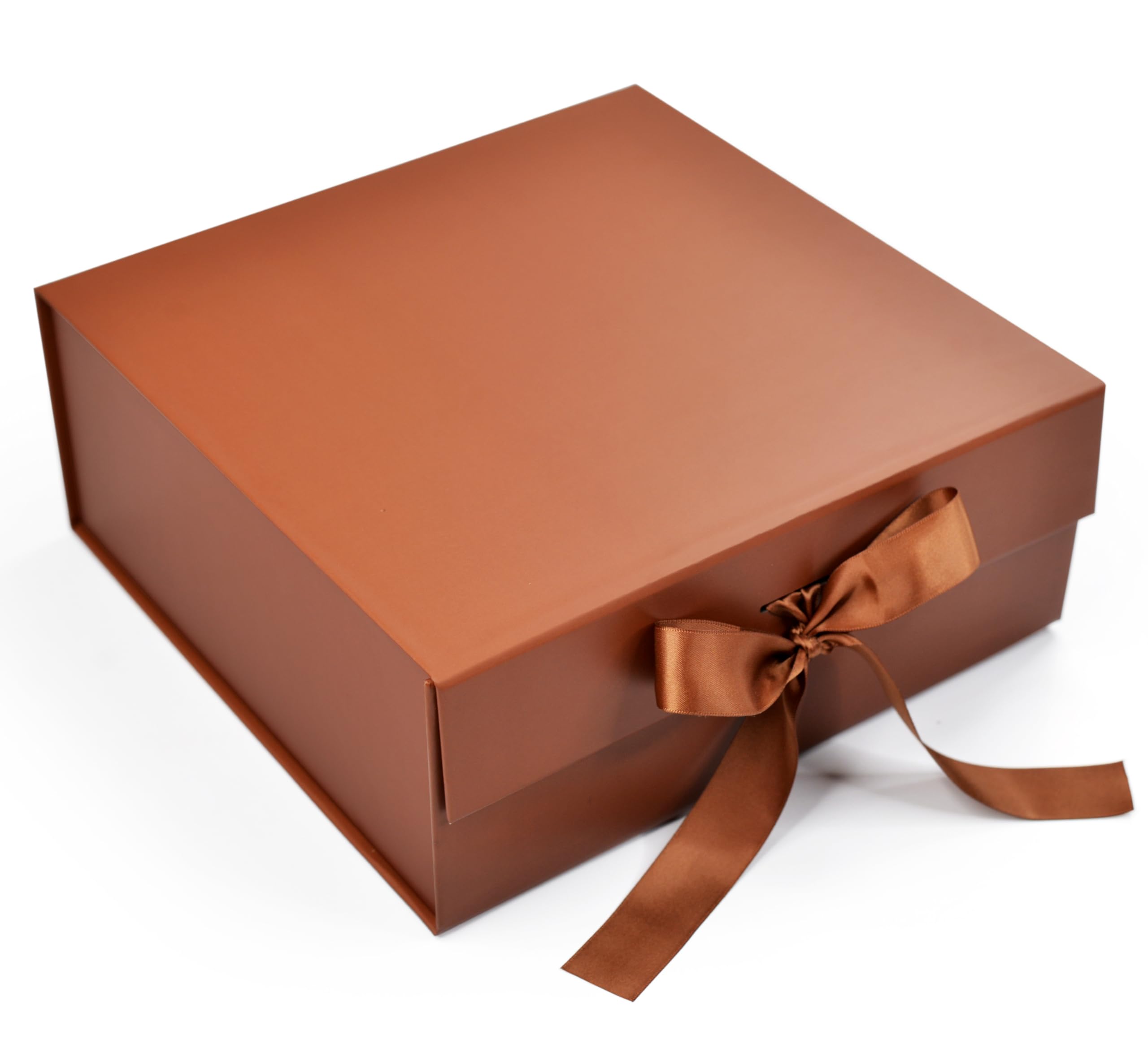 RBS® - Medium Luxury Gift Box 26 x 26 x 10 cm Empty (1 Pack) Rigid Hamper Box for Packing Decorative Premium Multipurpose Storage Organizer box for all occasions Holds upto 8 kg (Brown)