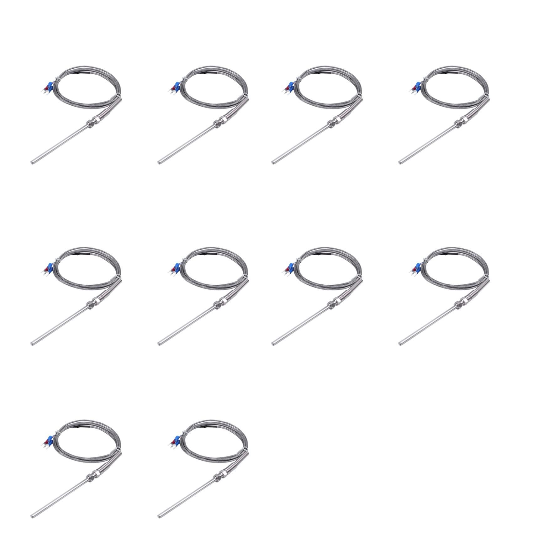 10X Sonda de Temperatura de Acero Pt100 RTD Sensor Cable 2M 98 mm 3 Alambres -50-400 Celsius
