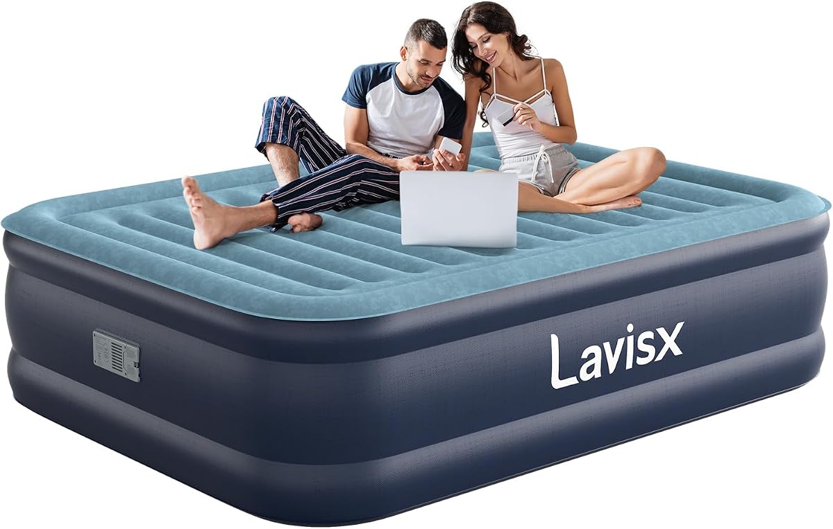 Queen Air Mattress 18” with Built in Pump, 2 Mins High Speed Inflation Luxury Auto Stop Pump Blow Up Mattress Comfort Air Bed, Colchones Inflables