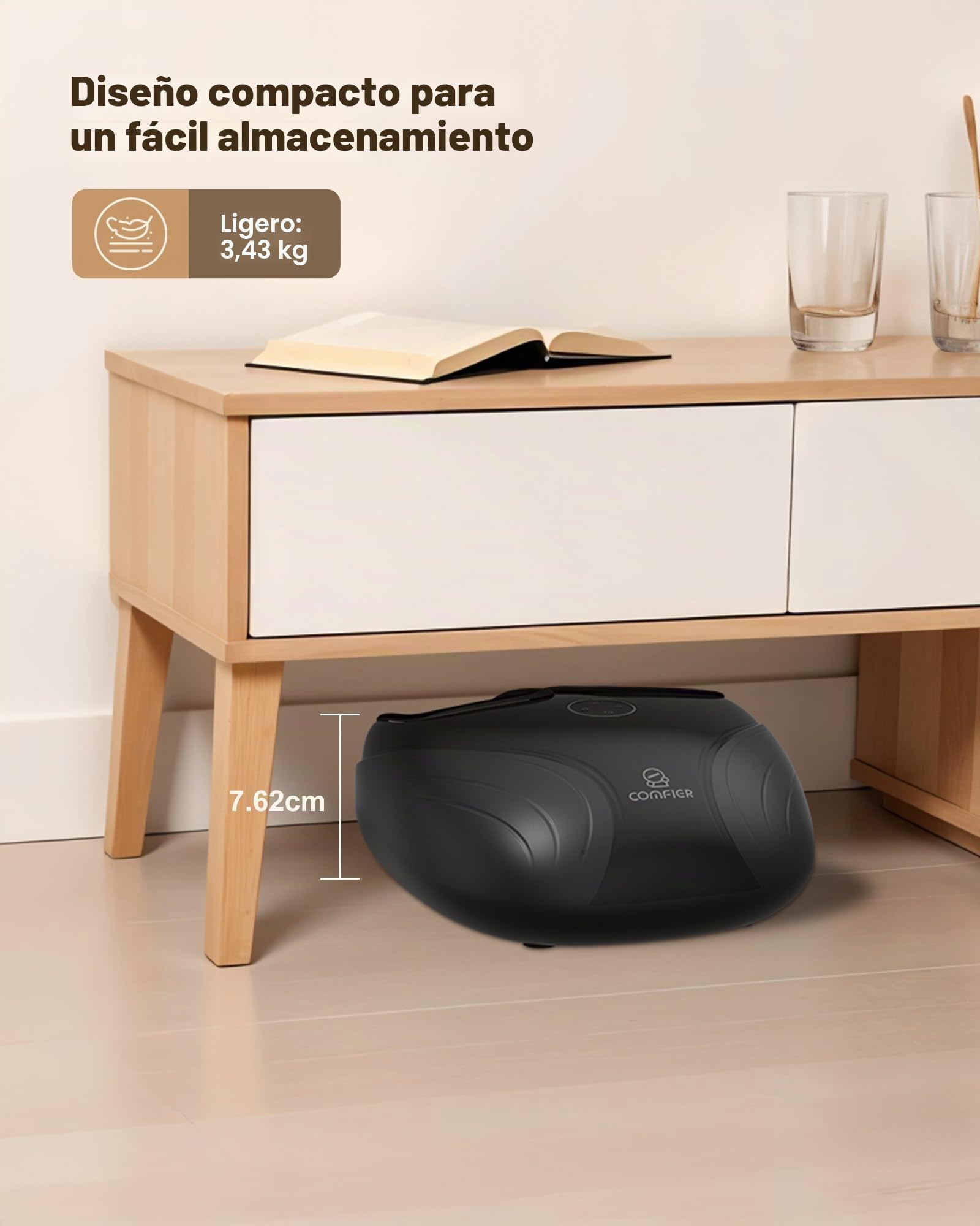 COMFIER Masajeador de pies con calor, Masajeador de pies Shiatsu, compresión de rodillo para fascitis plantar, neuropatía, uso en casa, oficina, regalos