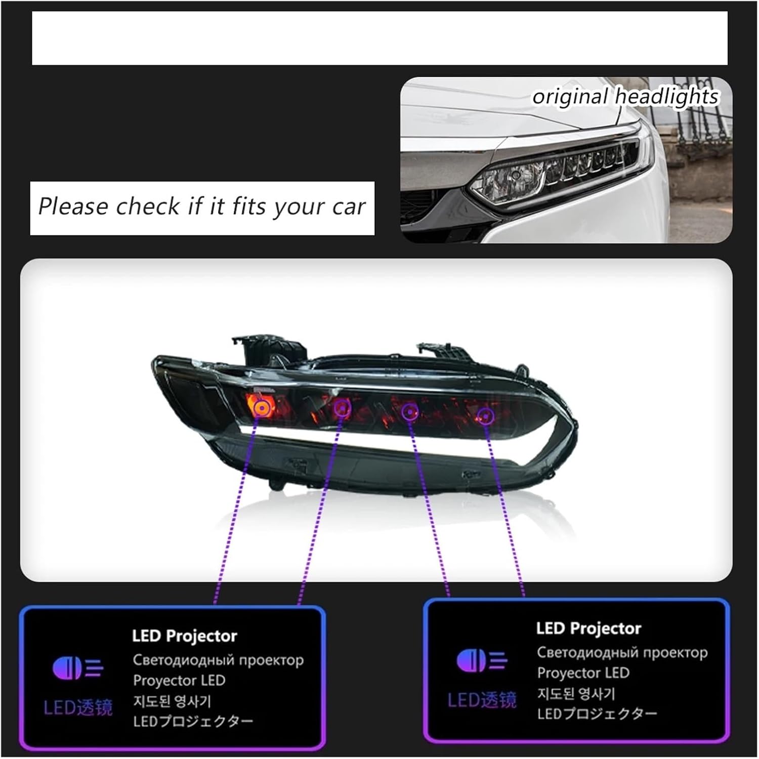 Amazon | ACANII - [ハロゲンハイビーム] 2018-2020 ホンダ アコード LED DRL シグナル プロジェクター ヘッドライト ヘッドランプ アセンブリ 運転席側 | ヘッドライト本体 | 車＆バイク
