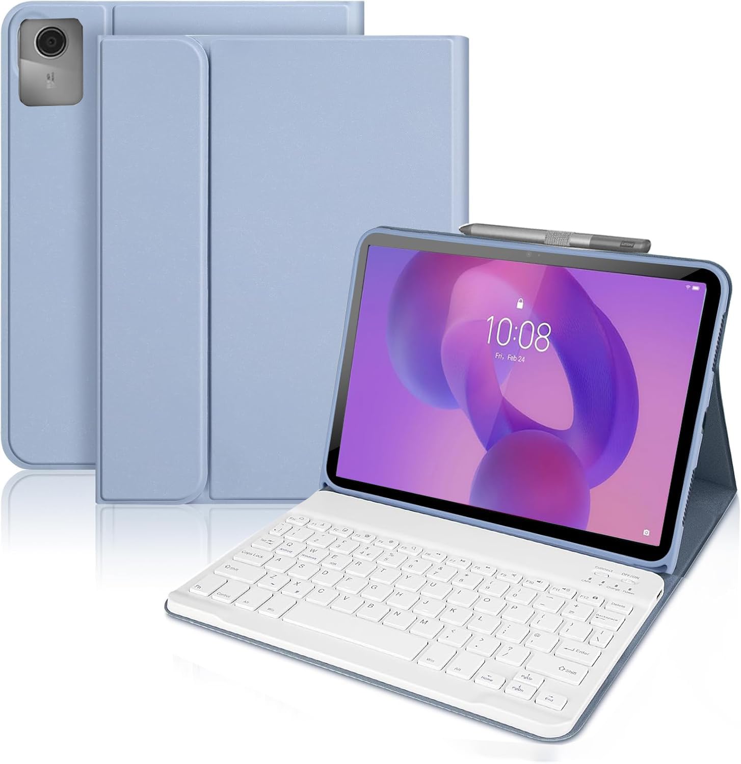 Custodia con tastiera per Lenovo Idea Tab 11" 2025 TB-336FU/TB-336ZU, custodia tastiera per Lenovo Idea 11 Tablet (QWERTZ), custodia protettiva con supporto per matite, tastiera Bluetooth rimovibile