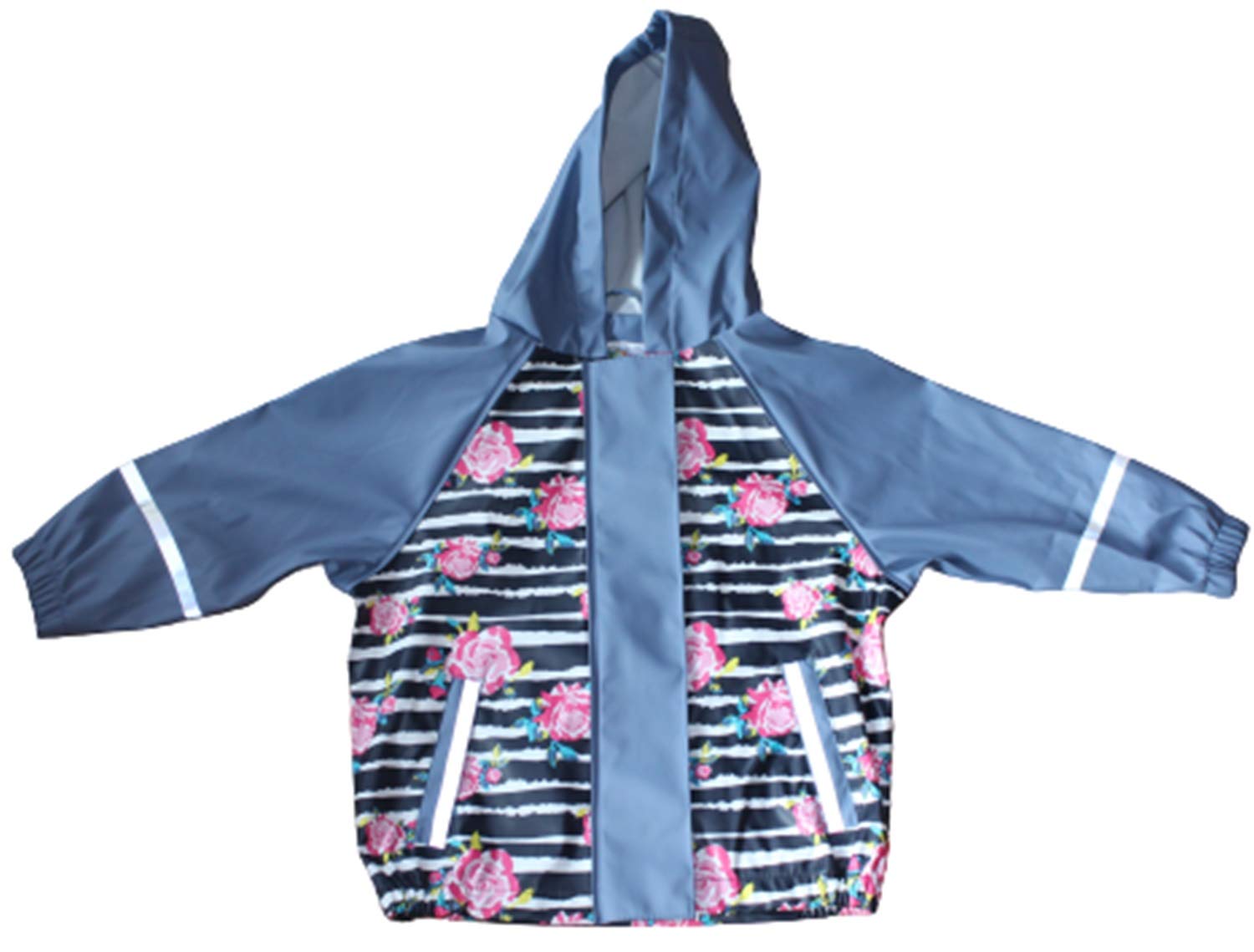 lupilu Girls' Unlined Mud and Rain Clothing, blue with flowers.